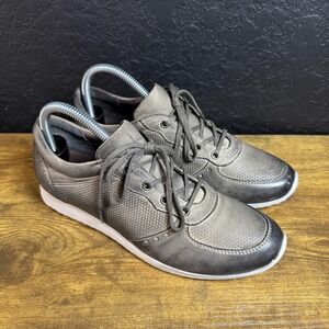 Roan by Bed Stu Leather Pewter Metallic Perforated Sneakers Womens Size 7.5